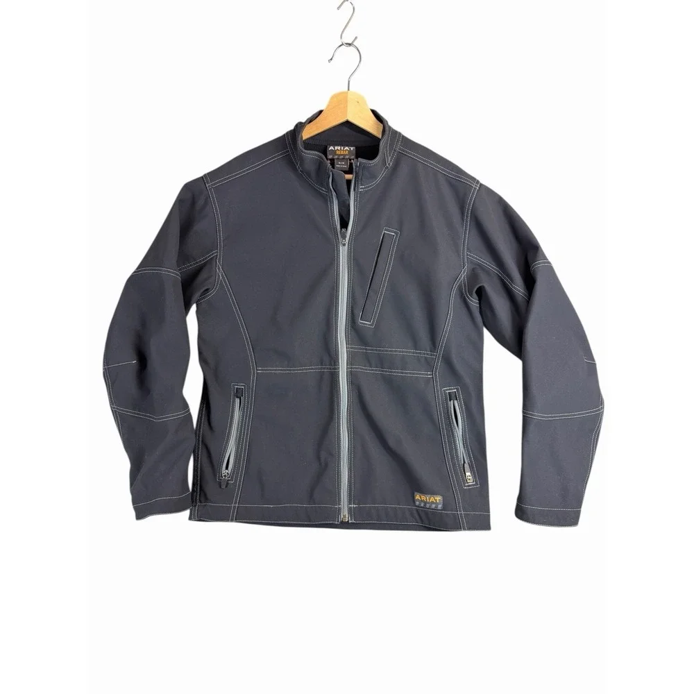 Ariat Rebar Mens M Black Softshell Jacket Full Zip Work Ranch Outdoor